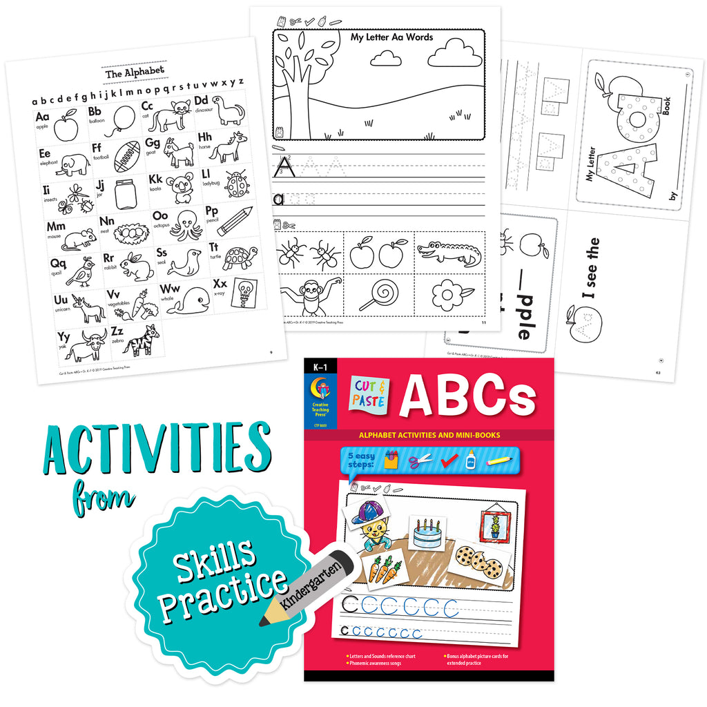 Kindergarten Skills Cut & Paste ABCs Bundle