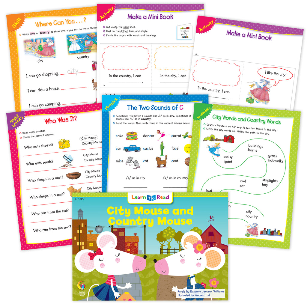 City Mouse and Country Mouse Worksheets