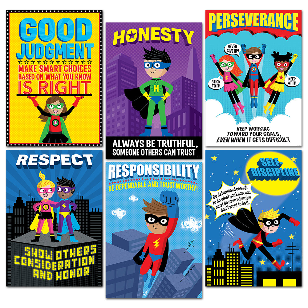 Superhero Character Education Inspire U 6-Poster Convenience Pack