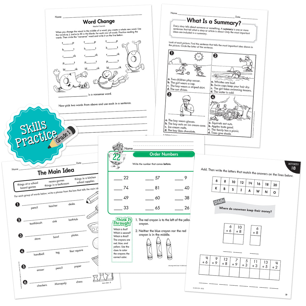 Grade 1  Skills Practice Bundle 4