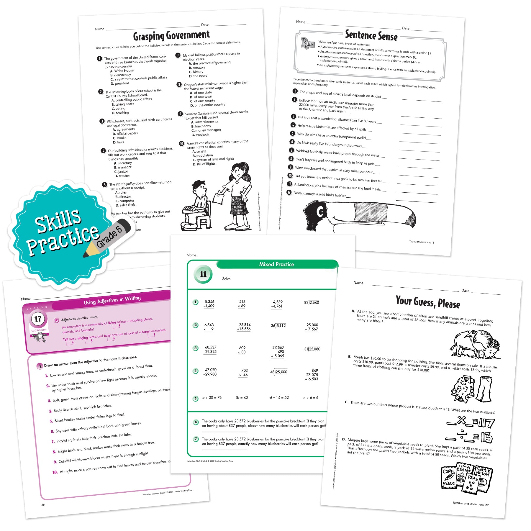Grade 5 Skills Practice Bundle 1