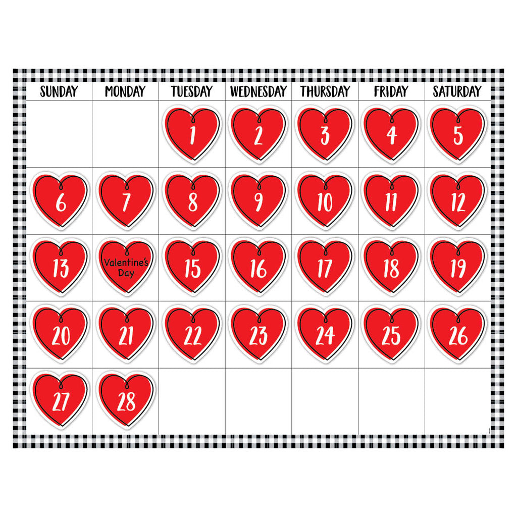 Doodle Hearts Calendar Days