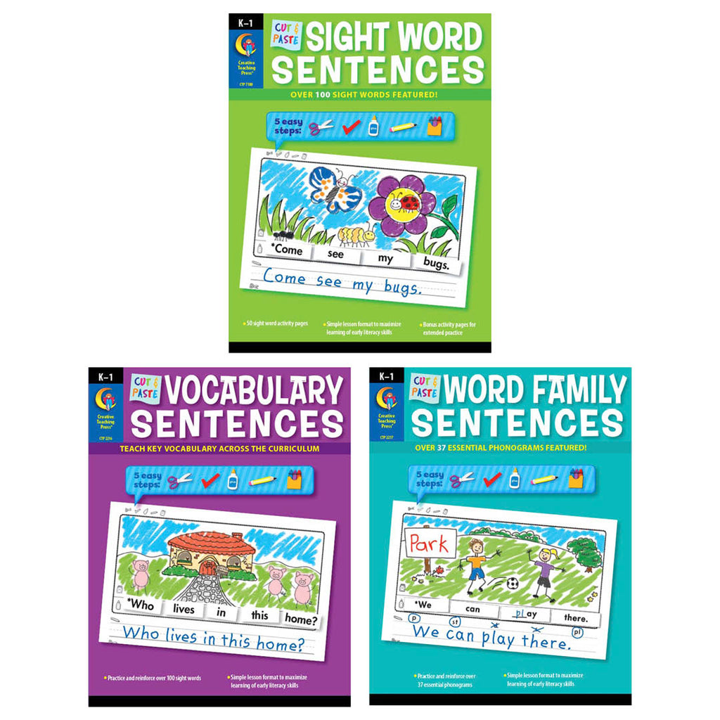 Cut and Paste Sentences 3-Book Set