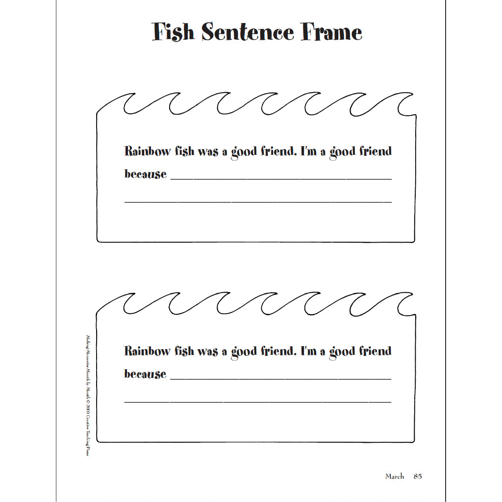 Fish With Example Sentences Fish Sentence Frame Activity – Creative Teaching Press