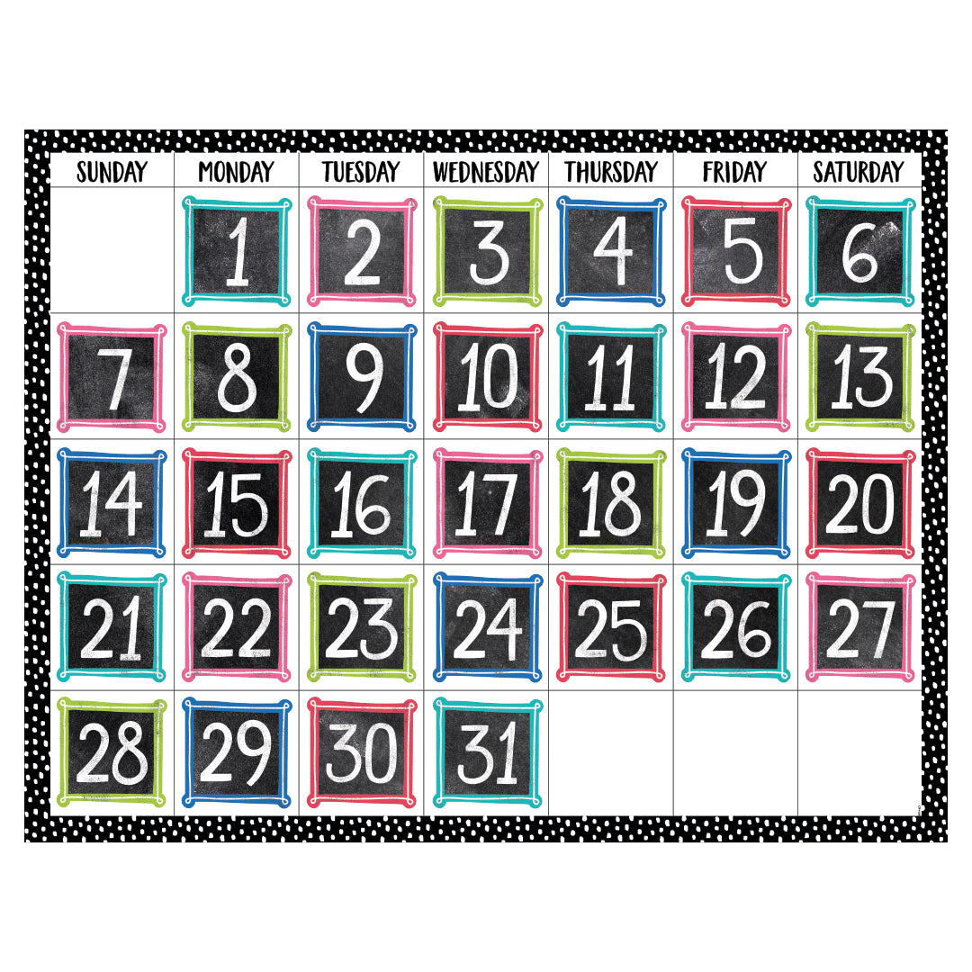 Chalk It Up! Colorful Chalk Calendar Days