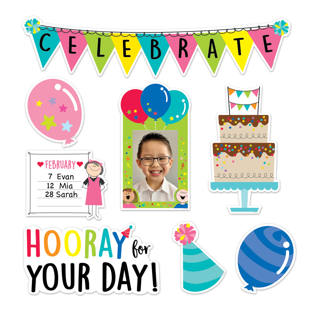 Stick Kids Happy Birthday Mini Bulletin Board