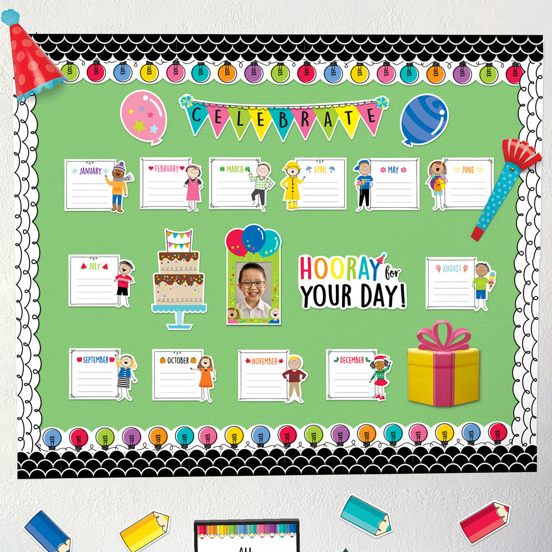 Stick Kids Happy Birthday Mini Bulletin Board