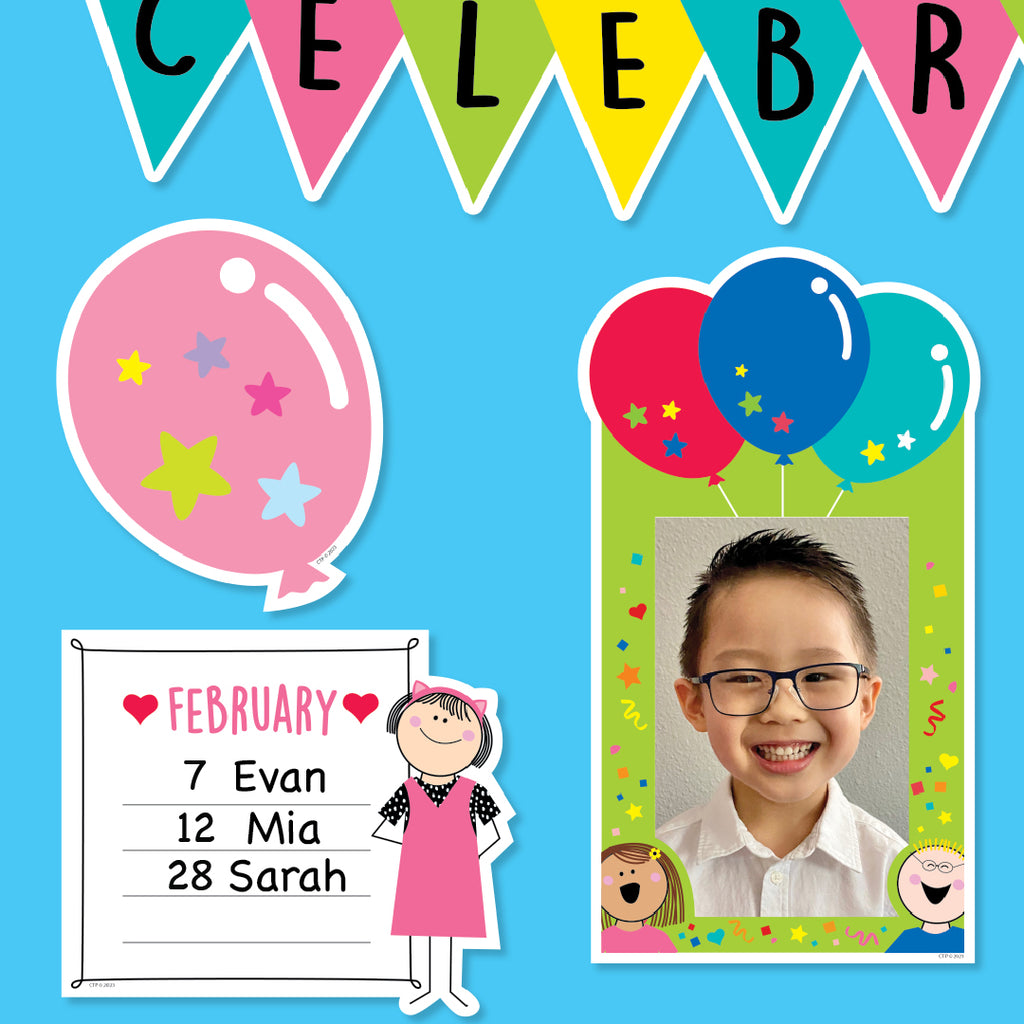 Stick Kids Happy Birthday Mini Bulletin Board