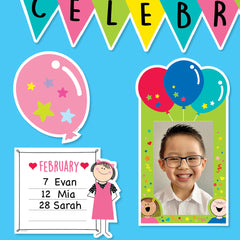 Stick Kids Happy Birthday Mini Bulletin Board