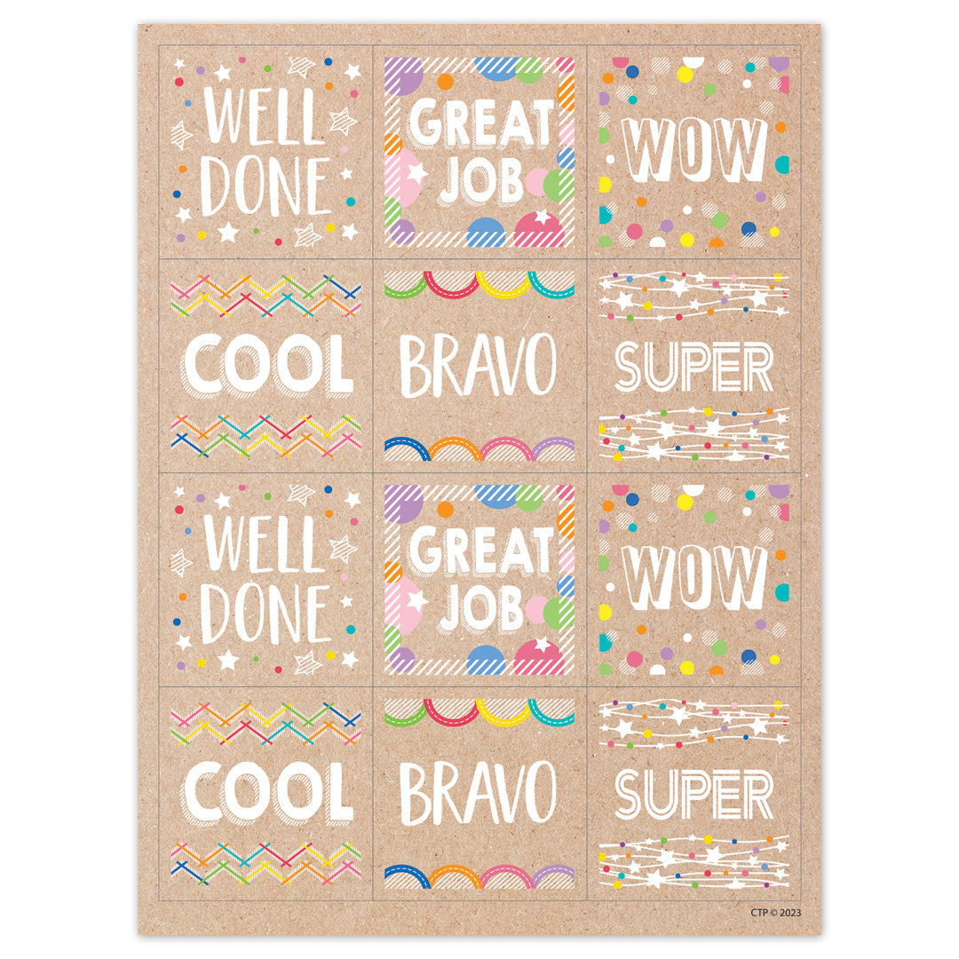 Krafty Pop Colorful Kraft Reward Stickers