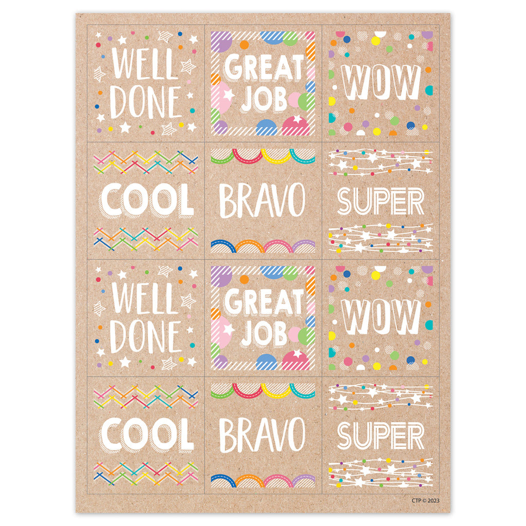 Krafty Pop Colorful Kraft Reward Stickers