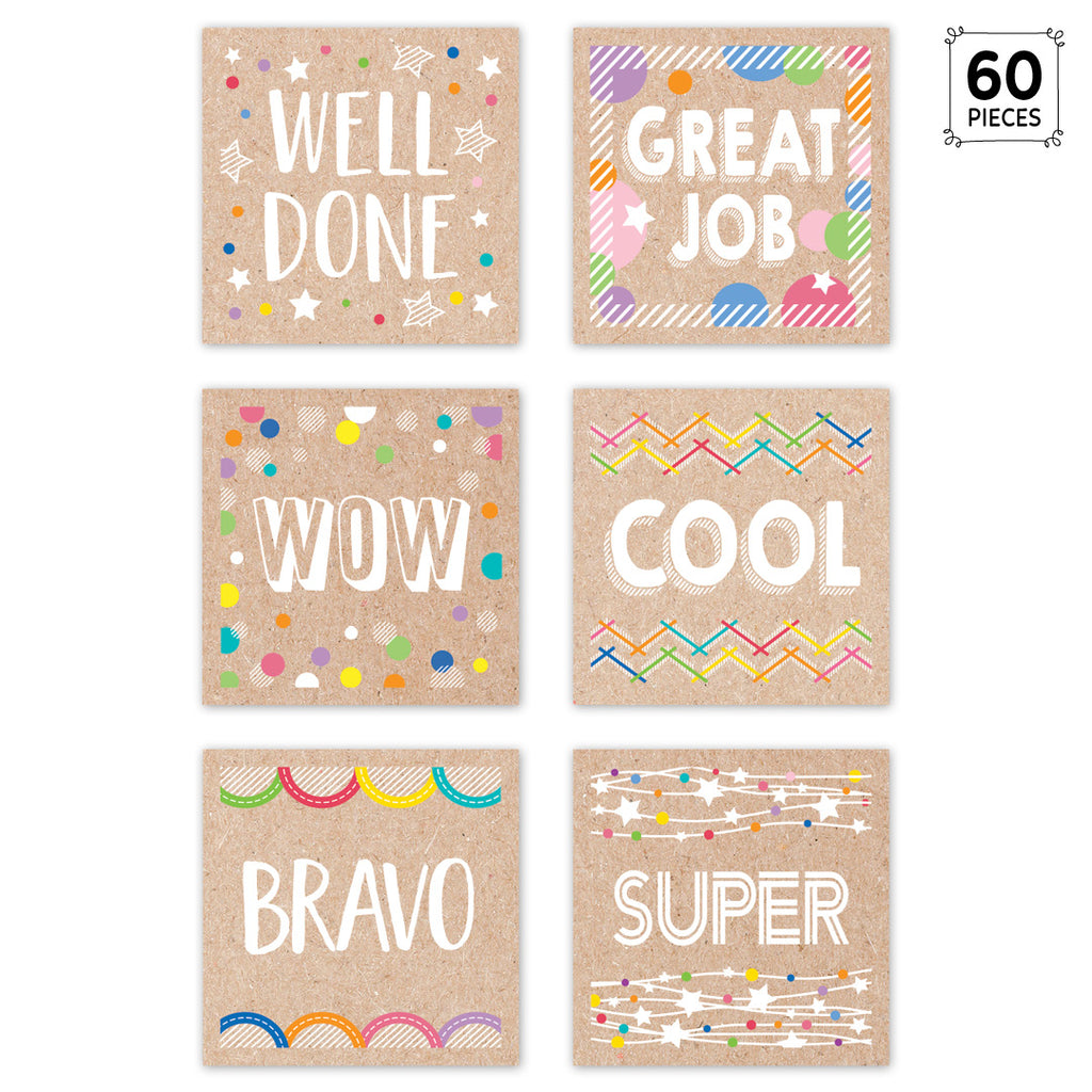 Krafty Pop Colorful Kraft Reward Stickers