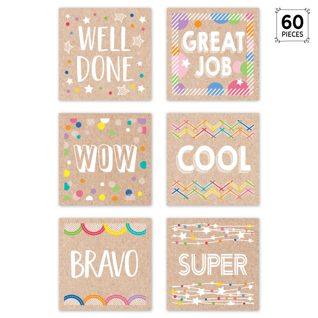 Krafty Pop Colorful Kraft Reward Stickers