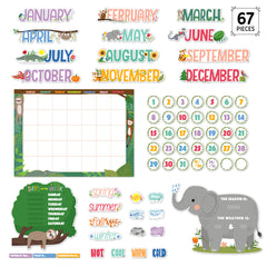 Jungle Friends Calendar Set Bulletin Board