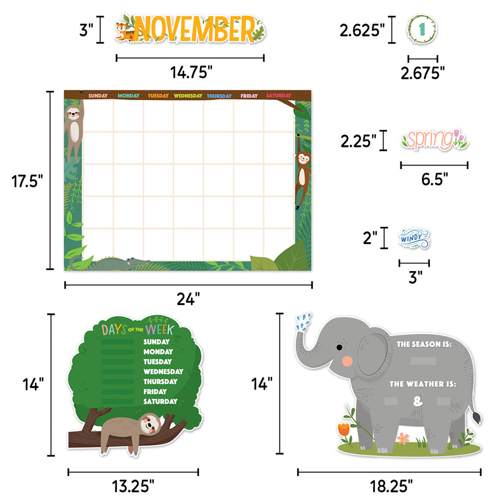 Jungle Friends Calendar Set Bulletin Board
