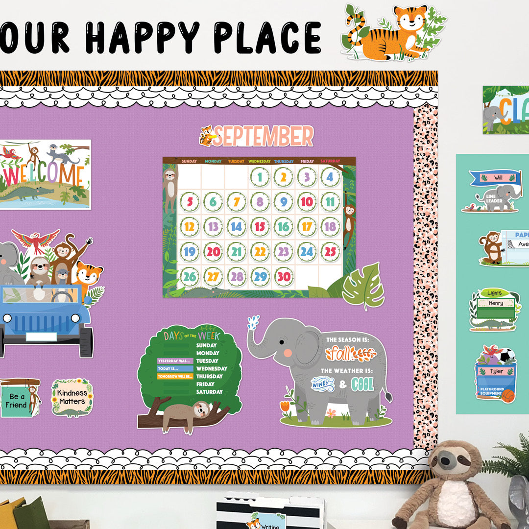 Jungle Friends Calendar Set Bulletin Board