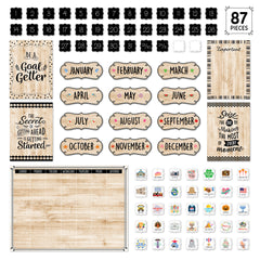 Core Décor Black, White, and Wood Calendar Set Bulletin Board