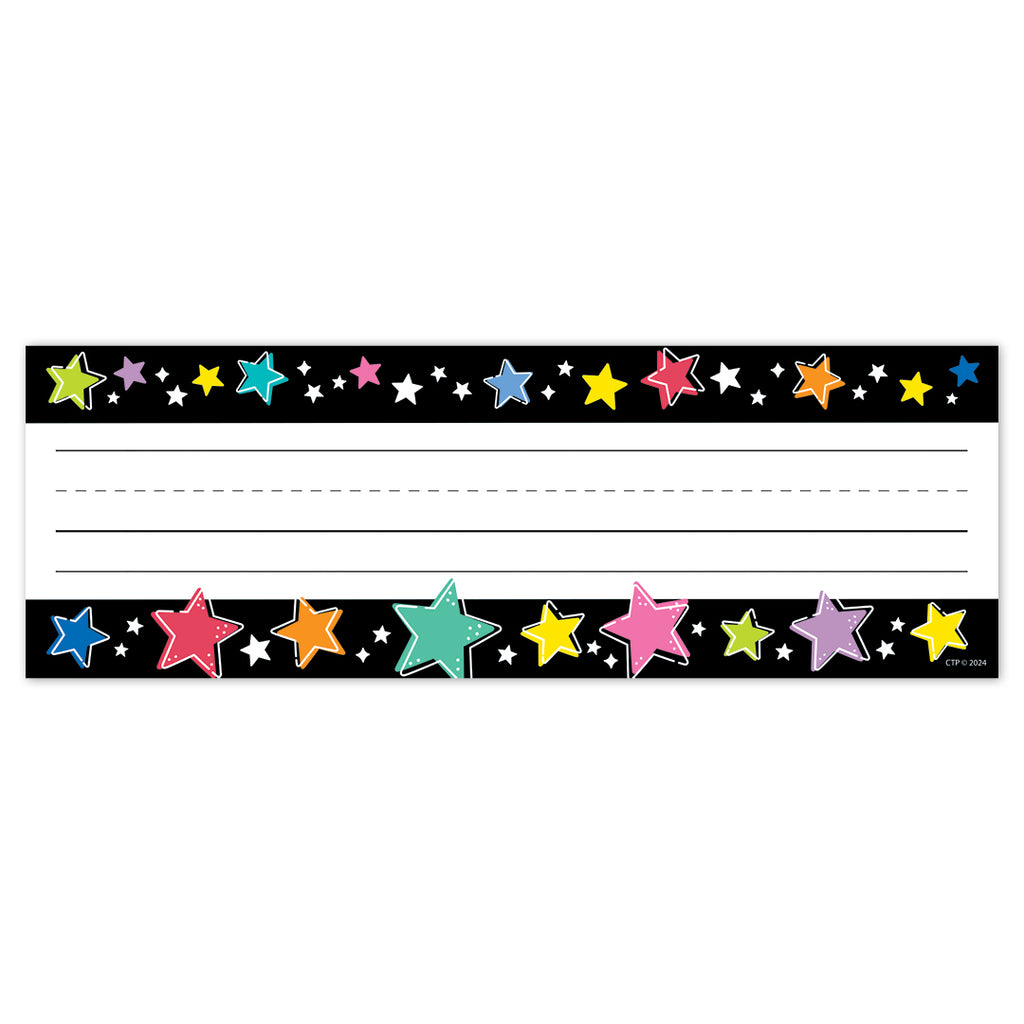 Star Bright Colorful Stars on Black Name Plates