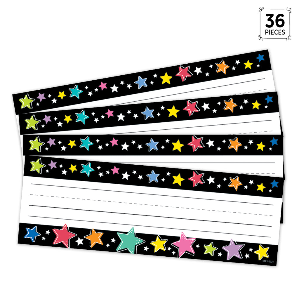 Star Bright Colorful Stars on Black Name Plates