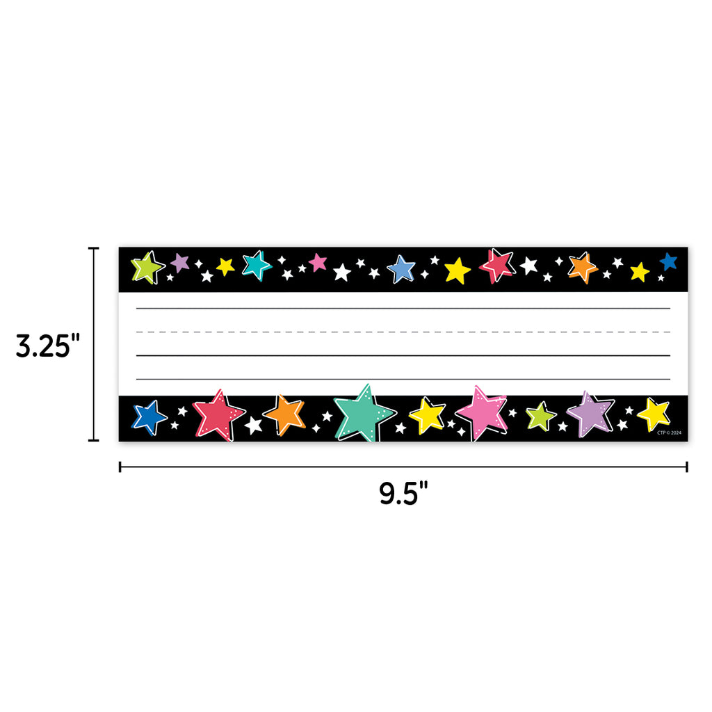 Star Bright Colorful Stars on Black Name Plates