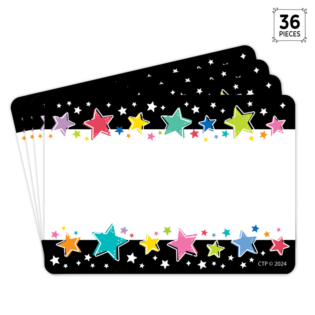 Star Bright Colorful Stars on Black Labels