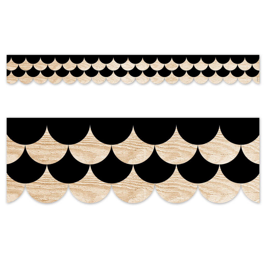 Core Decor Black and Wood Scallops EZ Border