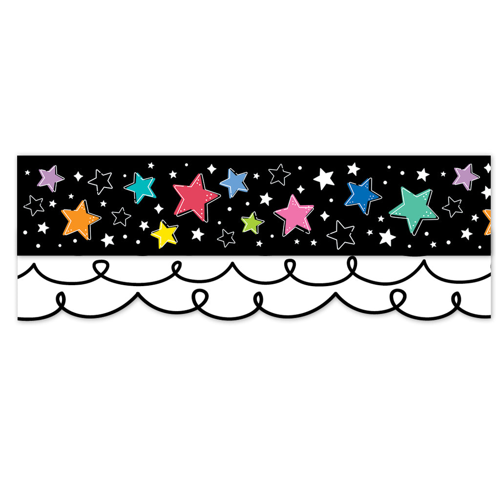 Star Bright Colorful Stars on Black EZ Border