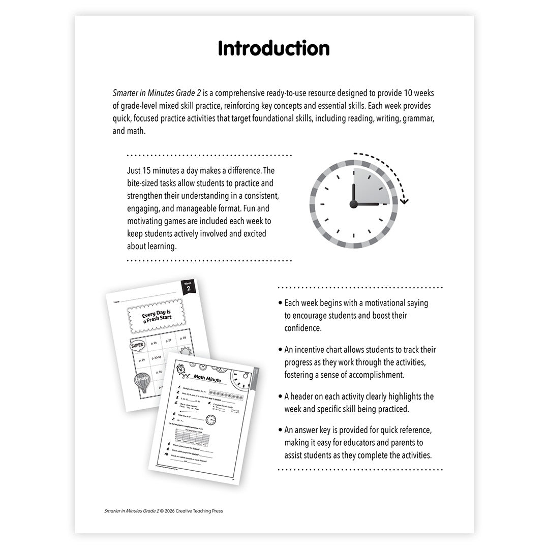 Smarter in Minutes Grade 2 Skills Practice Made Easy