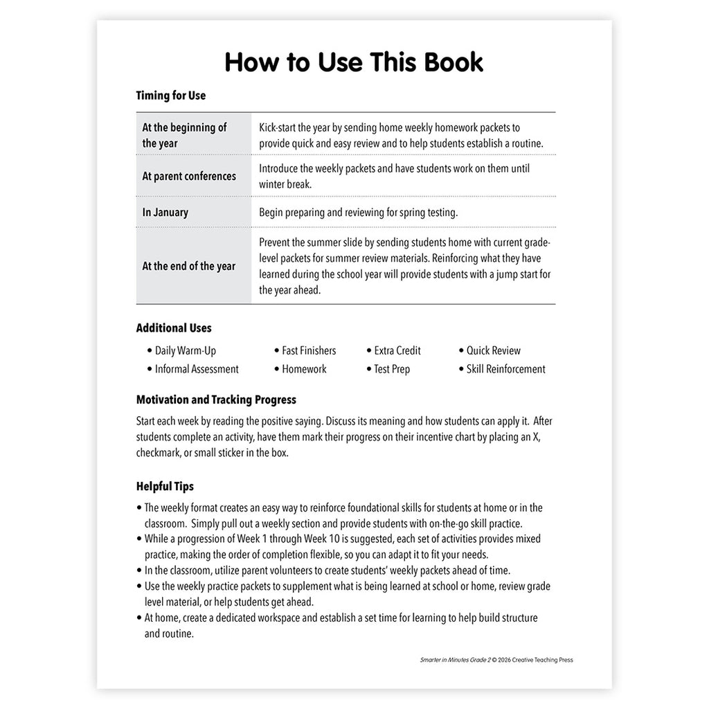 Smarter in Minutes Grade 2 Skills Practice Made Easy