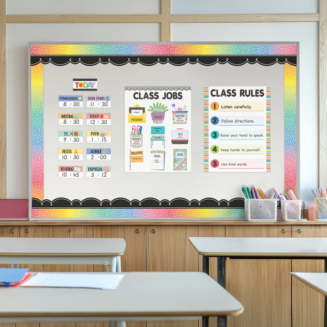 Core Decor Messy Dots on Rainbow Rolled Border