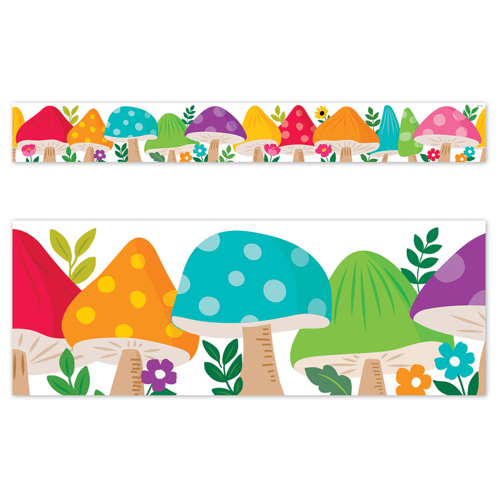 Woodland Friends Jumbo Mushrooms Border