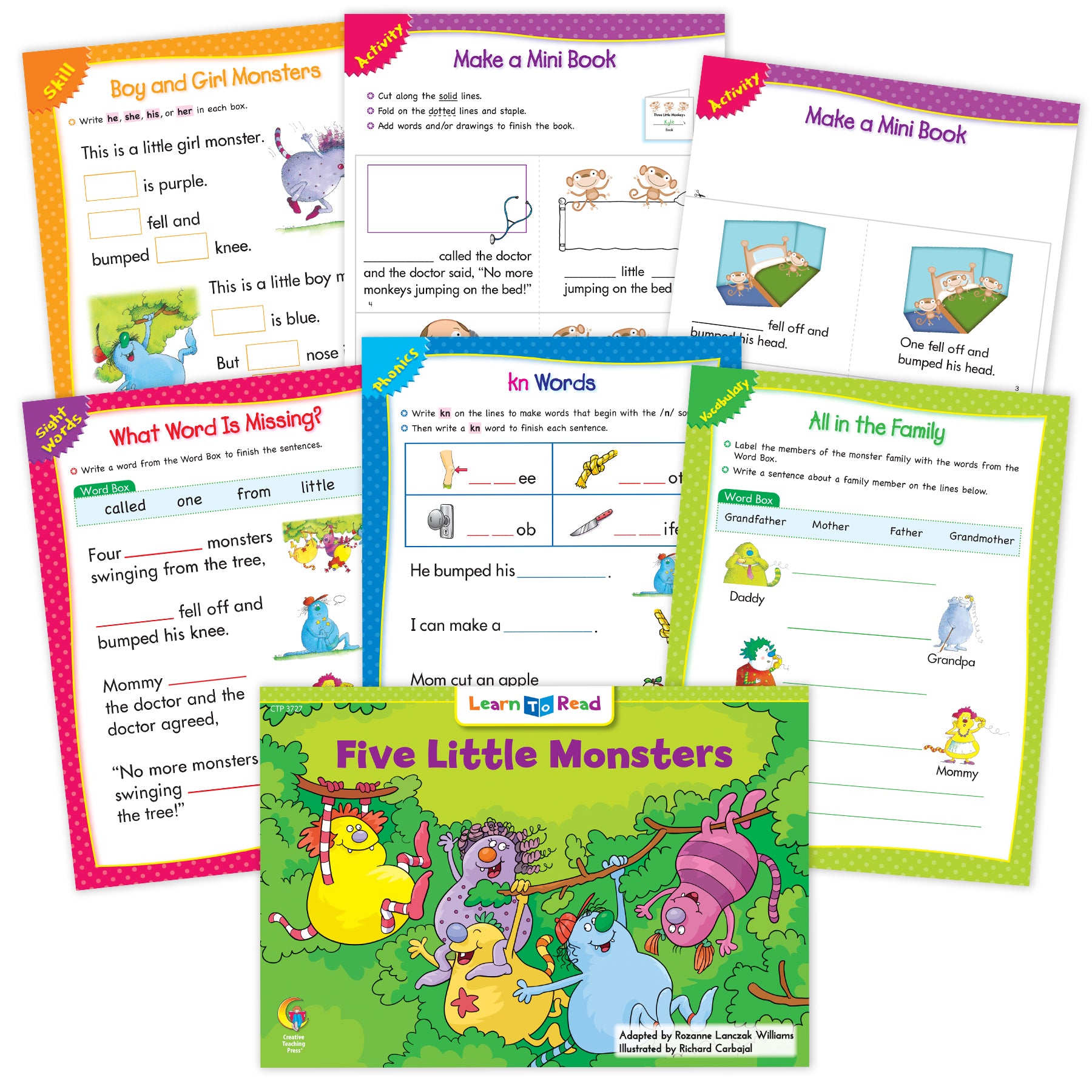 Five Little Monsters Worksheets