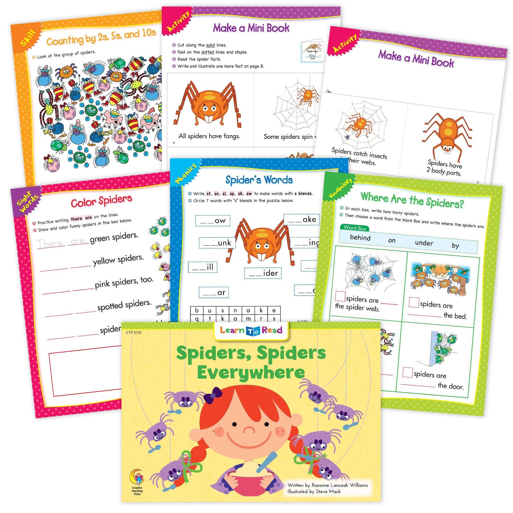 Spiders, Spiders Everywhere Ebook & Worksheets