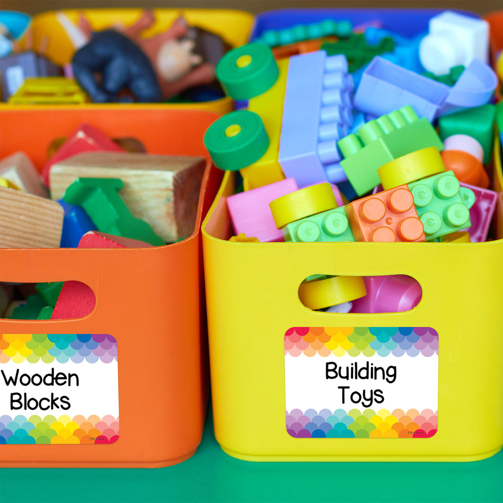 Painted Palette Rainbow Scallops Labels