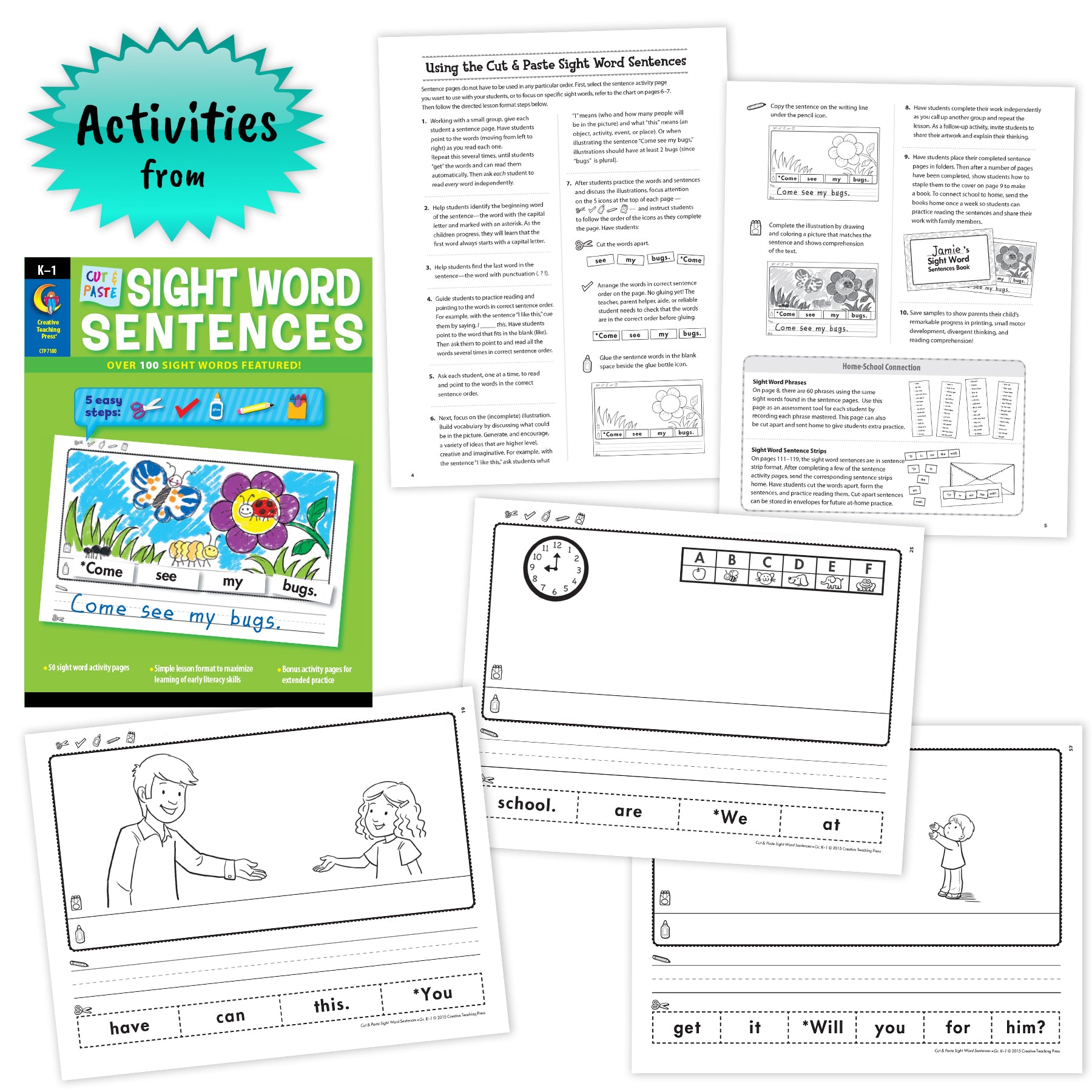 Cut and Paste Sight Word Sentences Bundle