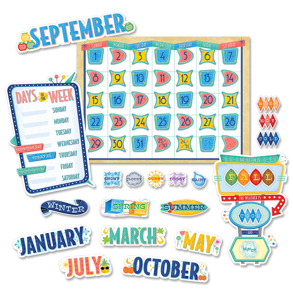 Mid-Century Mod Calendar Set Bulletin Board