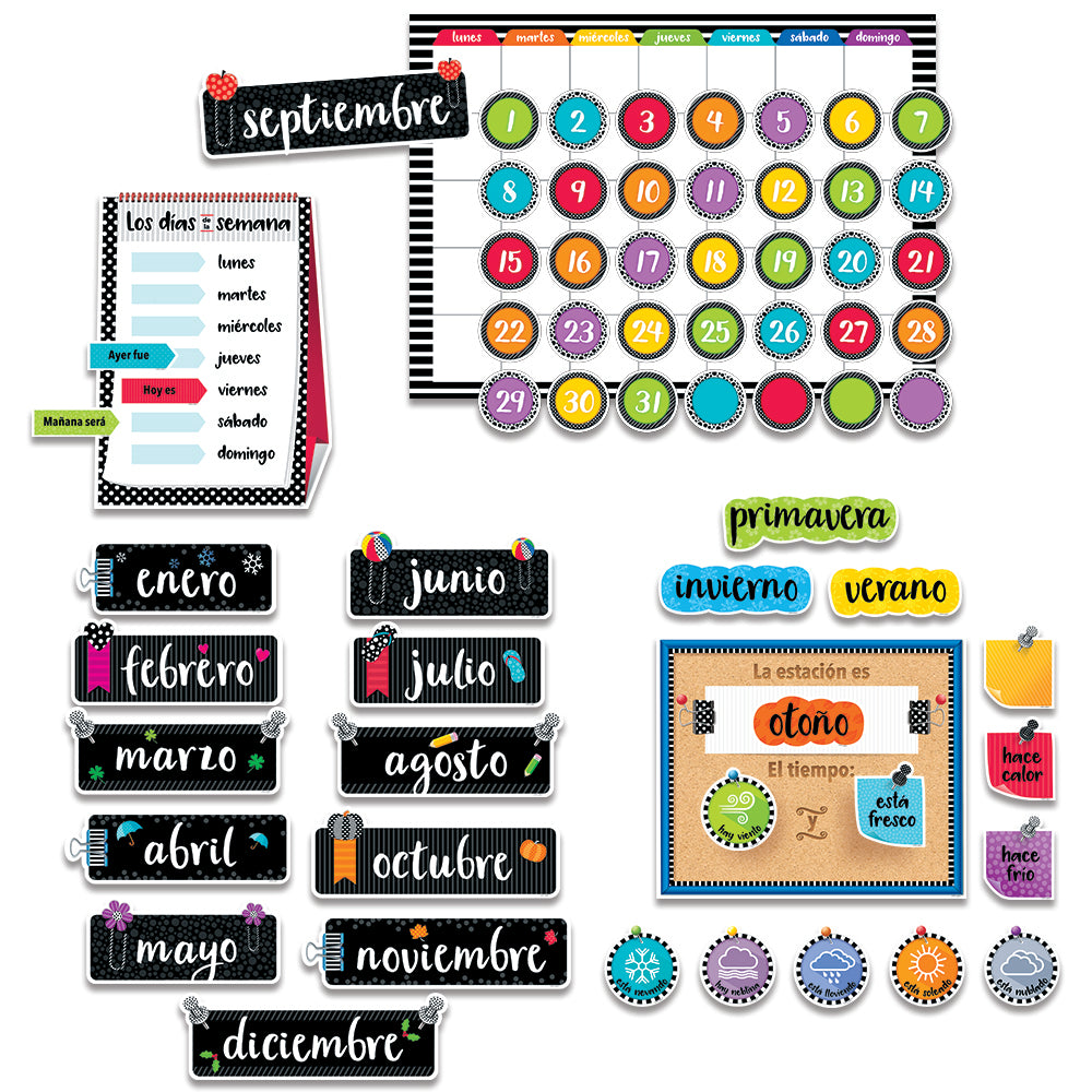 Bold & Bright Spanish Calendar Set Bulletin Board