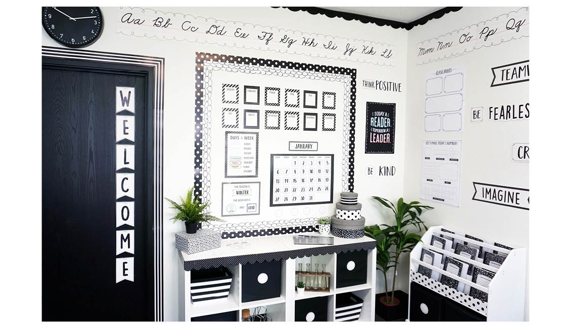 Polka Dots On Black EZ Border (Core Decor)