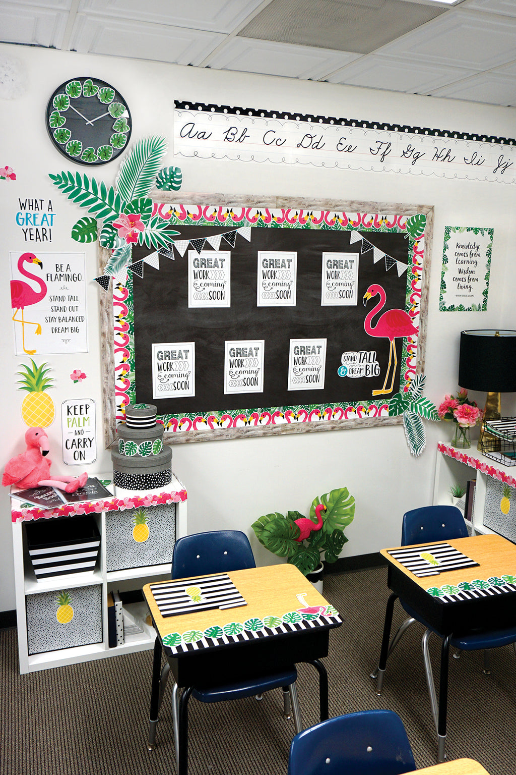 Palm Paradise Flamingo Fun Bulletin Board