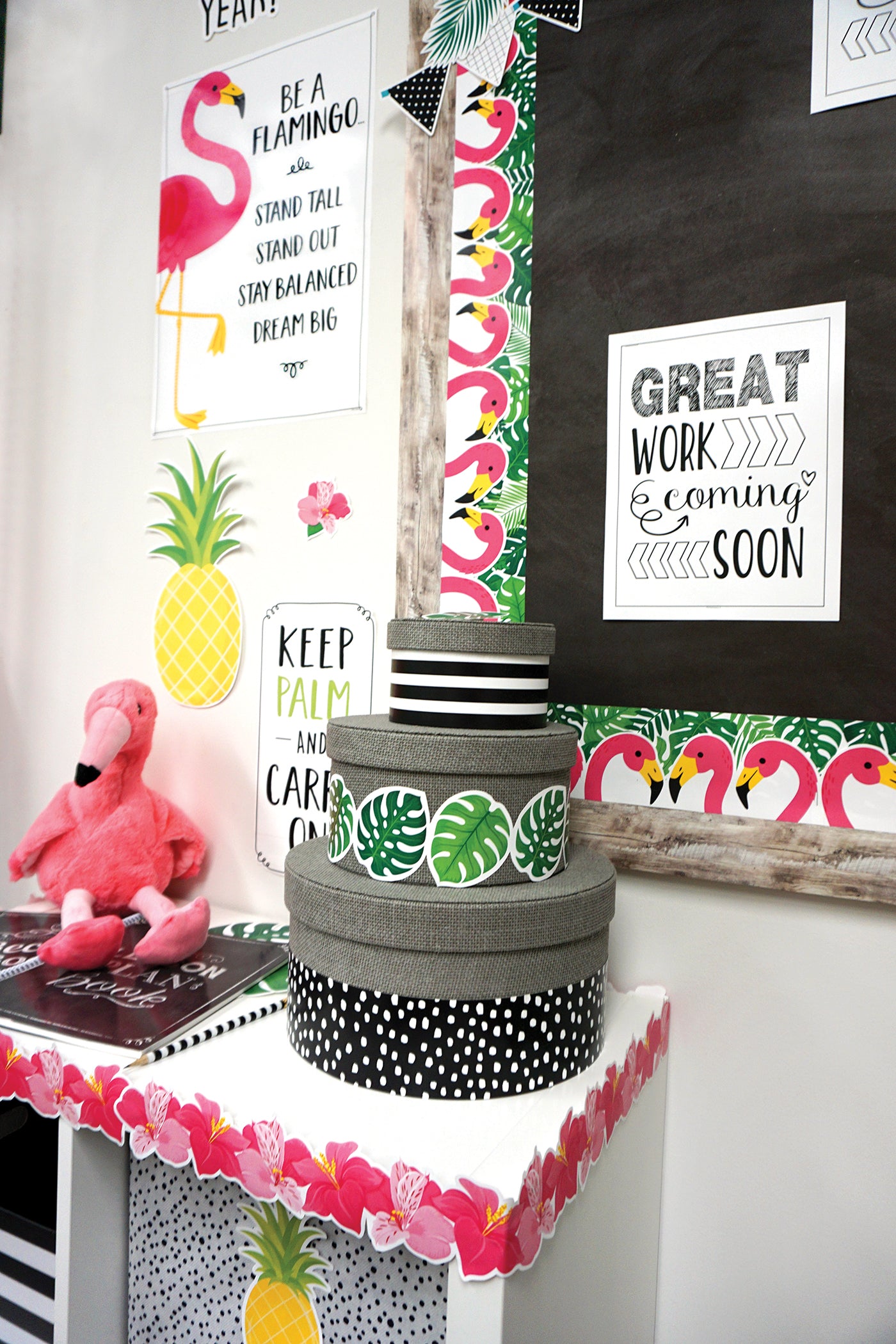 Palm Paradise Flamingo Fun Bulletin Board