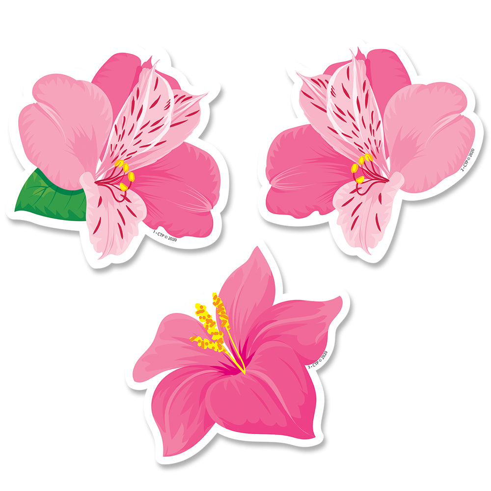 Palm Paradise Pink Blooms 3 Inch Designer Cut-Outs