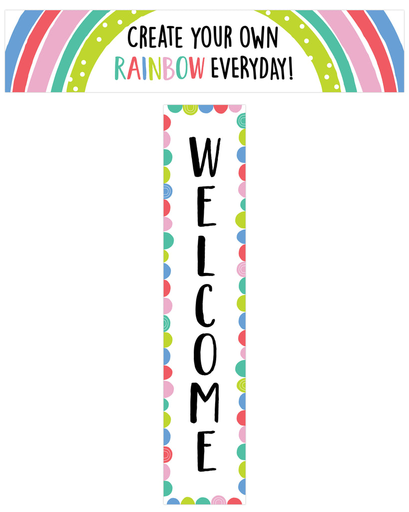 Rainbow Doodles Welcome Banner