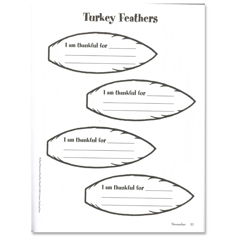 Turkey Feathers  I am Thankful Activity
