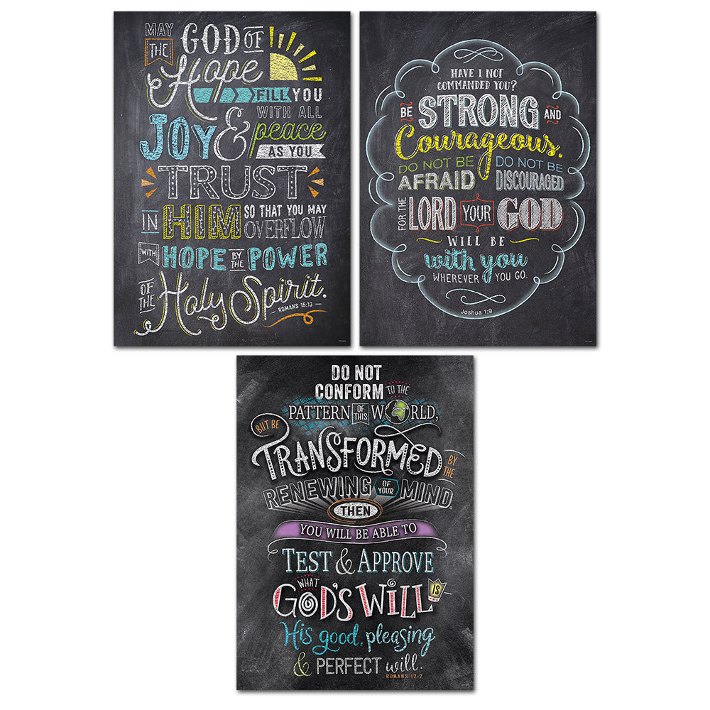 Bible Verses In Chalk (Rejoice!) Inspire U 3-Poster Convenience Pack