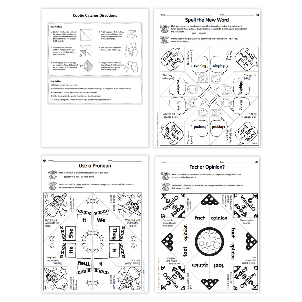 Cootie Catchers: Language Arts, Grade 3, Bundle