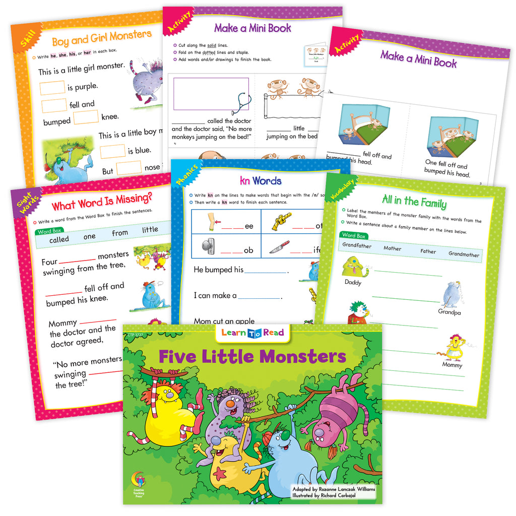 Five Little Monsters Went To School Ebook & Worksheets