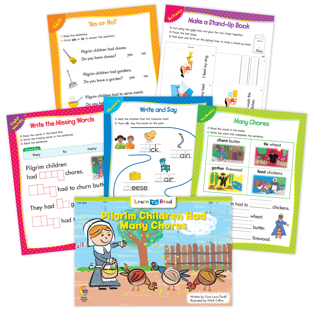 Pilgrim Children Had Many Chores Ebook & Worksheets