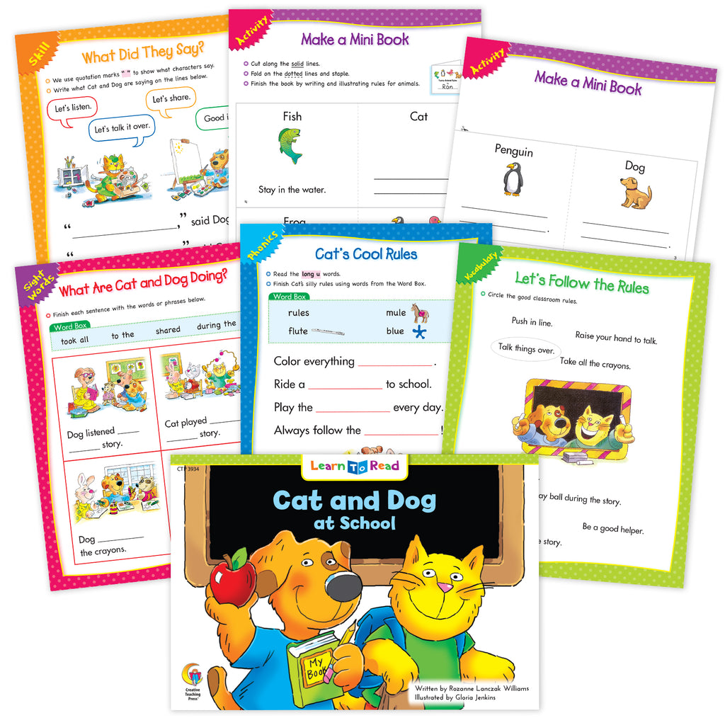 Cat and Dog at School Worksheets