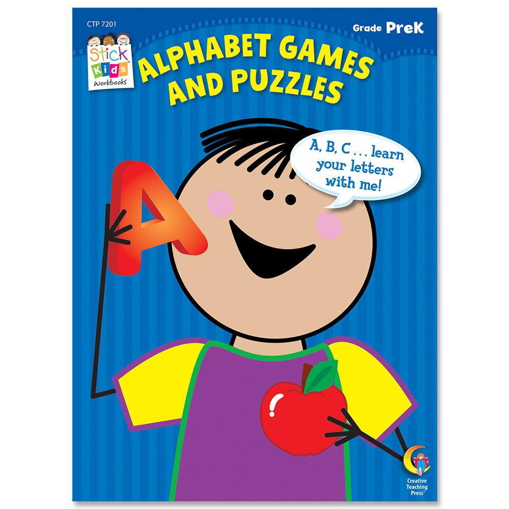 Alphabet Games and Puzzles Stick Kids Workbook, Grade PreK eBook