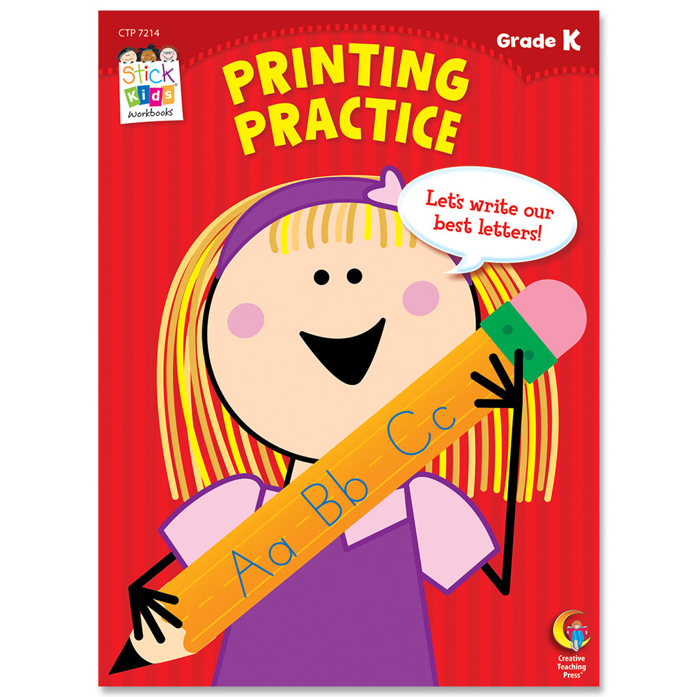 Printing Practice Stick Kids Workbook, Grade K eBook